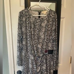 Selling Michael Kors long sleeve dress with black, white, and gray snake pattern